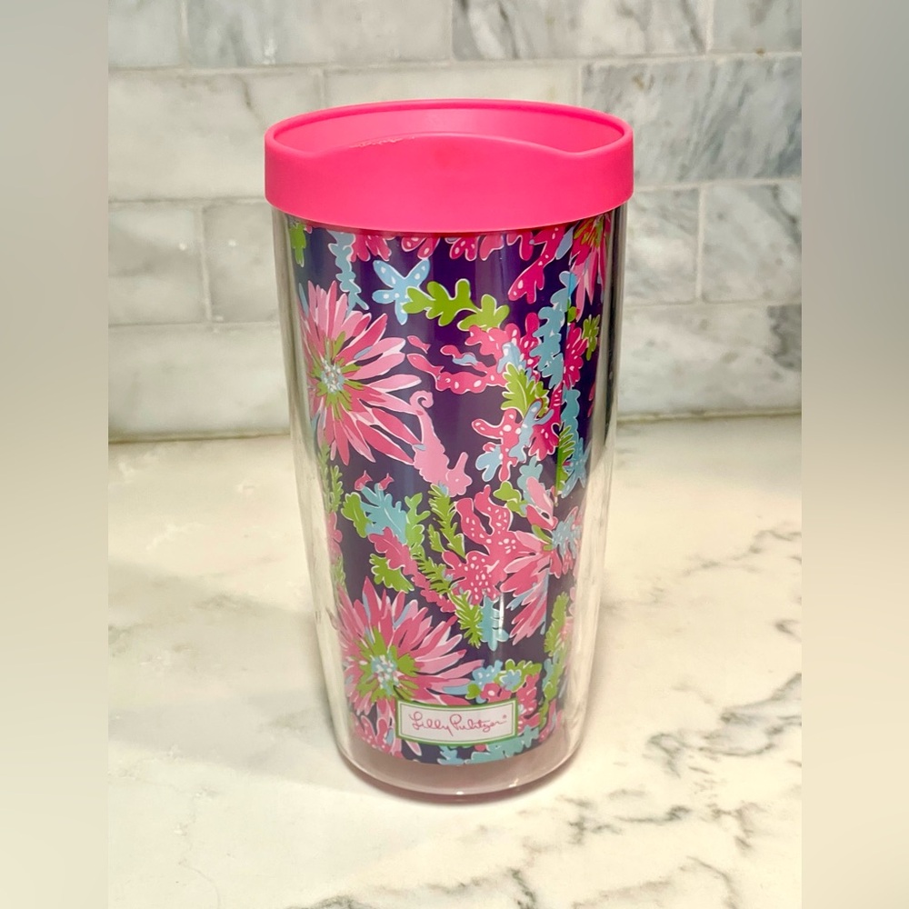 Lilly Pulitzer Insulated Cup with Pink Lid 16‎ oz BPA Free